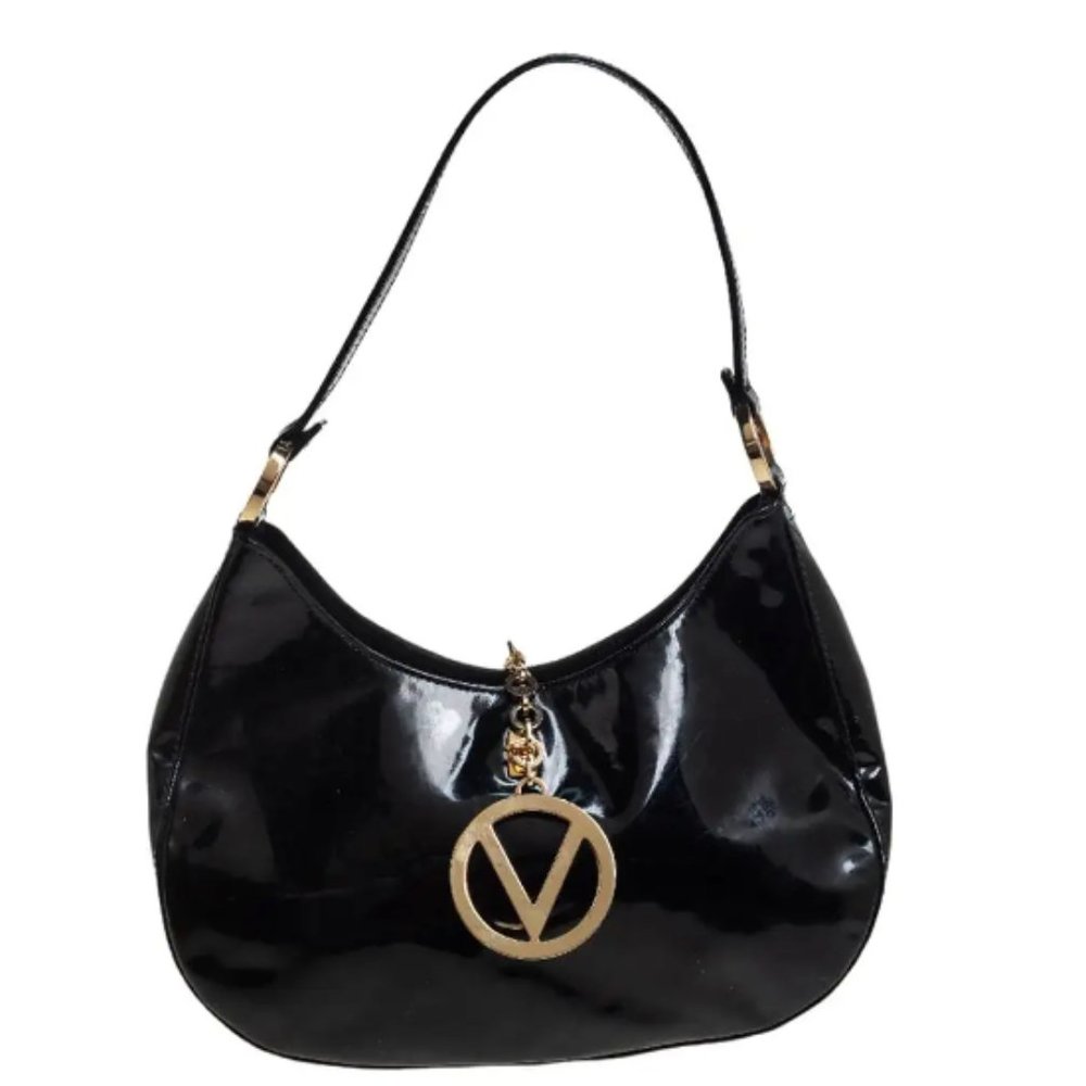 Valentino Black Patent Leather Hobo